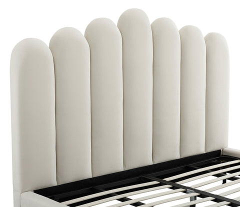 Celine Cream Velvet Bed in King By Inspire Me! Home Decor Model: TOV-B6311