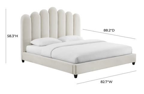 Celine Cream Velvet Bed in King By Inspire Me! Home Decor Model: TOV-B6311