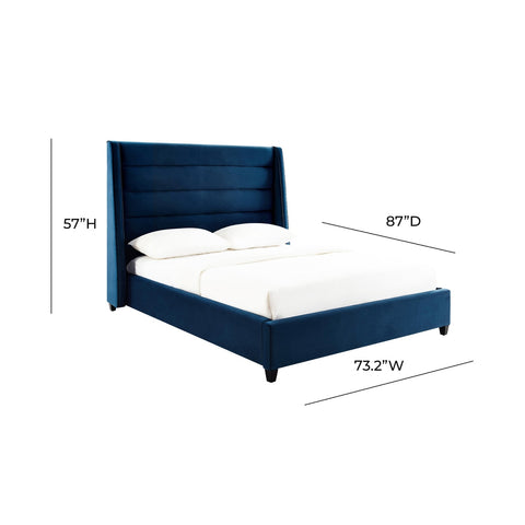 Koah Navy Velvet Bed in Queen Model: TOV-B6327