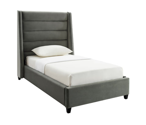 Koah Grey Velvet Bed in Twin Model: TOV-B6331