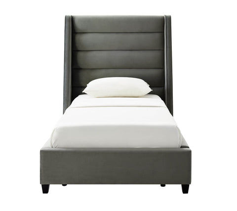 Koah Grey Velvet Bed in Twin Model: TOV-B6331