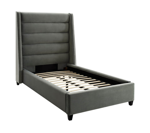 Koah Grey Velvet Bed in Twin Model: TOV-B6331