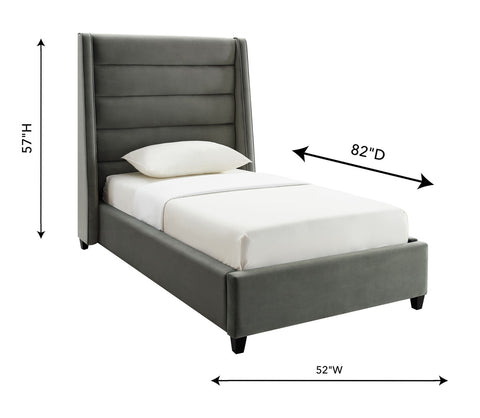 Koah Grey Velvet Bed in Twin Model: TOV-B6331
