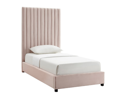 Arabelle Blush Velvet Bed in Twin Model: TOV-B6333