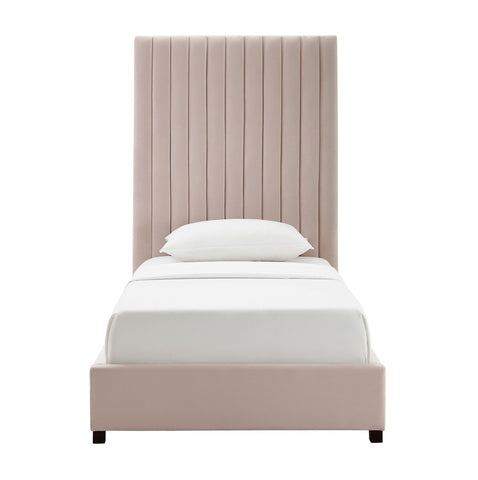 Arabelle Blush Velvet Bed in Twin Model: TOV-B6333