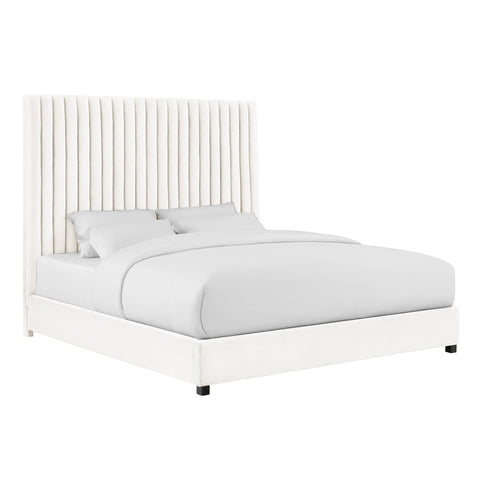 Arabelle White Velvet Bed in King Model: TOV-B68250