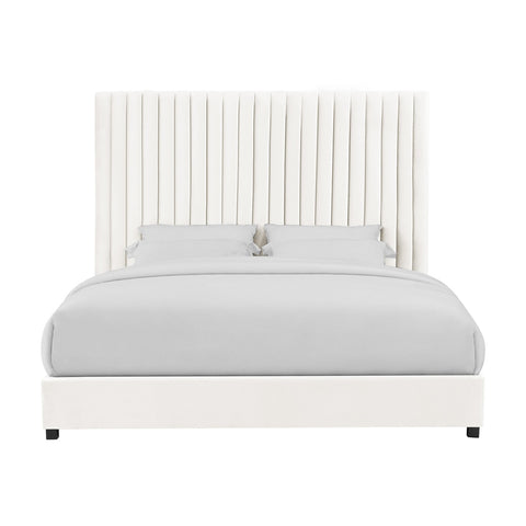 Arabelle White Velvet Bed in King Model: TOV-B68250