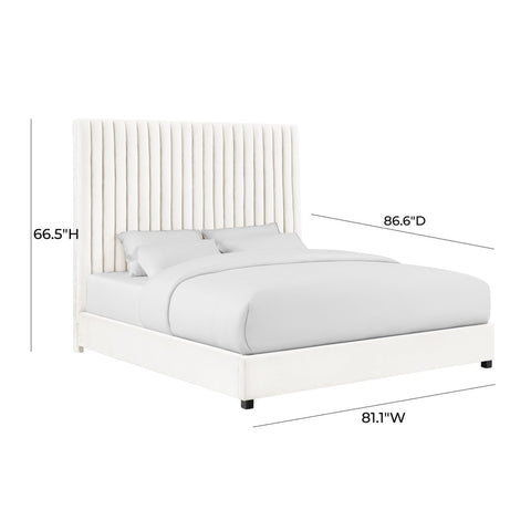 Arabelle White Velvet Bed in King Model: TOV-B68250