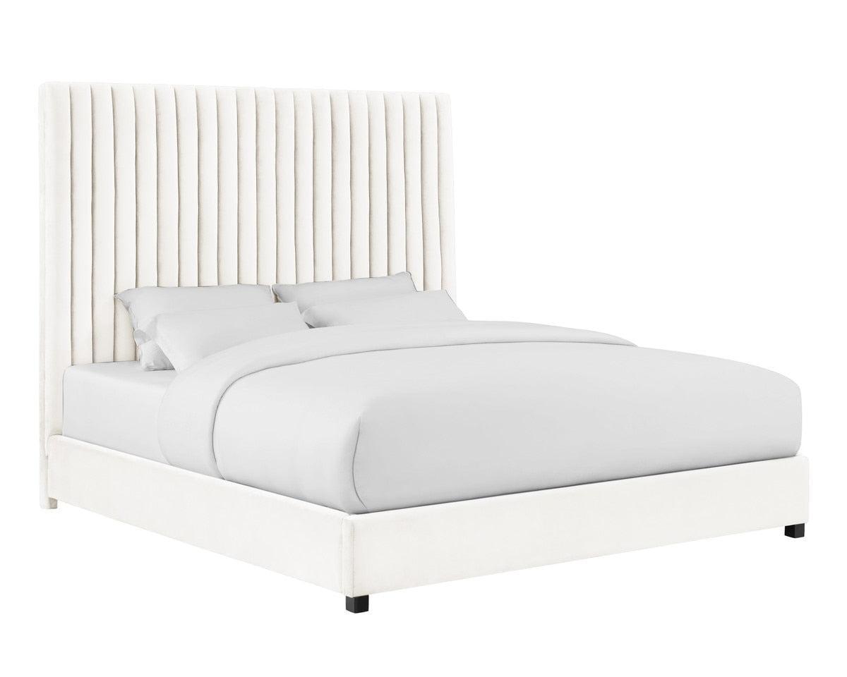 Arabelle White Velvet Bed in Queen Model: TOV-B68251