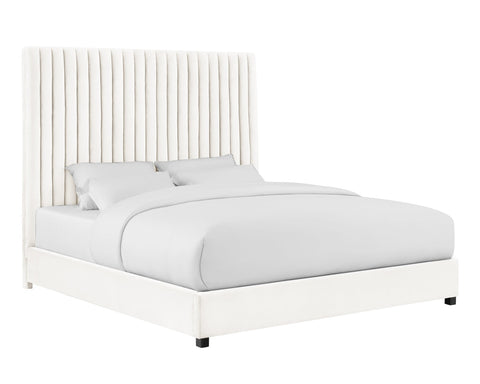 Arabelle White Velvet Bed in Queen Model: TOV-B68251