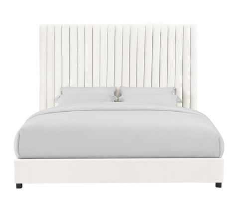 Arabelle White Velvet Bed in Queen Model: TOV-B68251