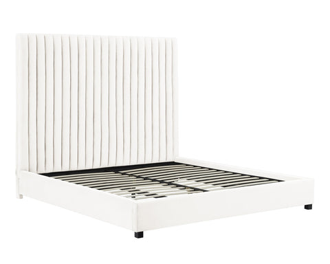 Arabelle White Velvet Bed in Queen Model: TOV-B68251