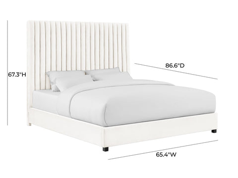 Arabelle White Velvet Bed in Queen Model: TOV-B68251