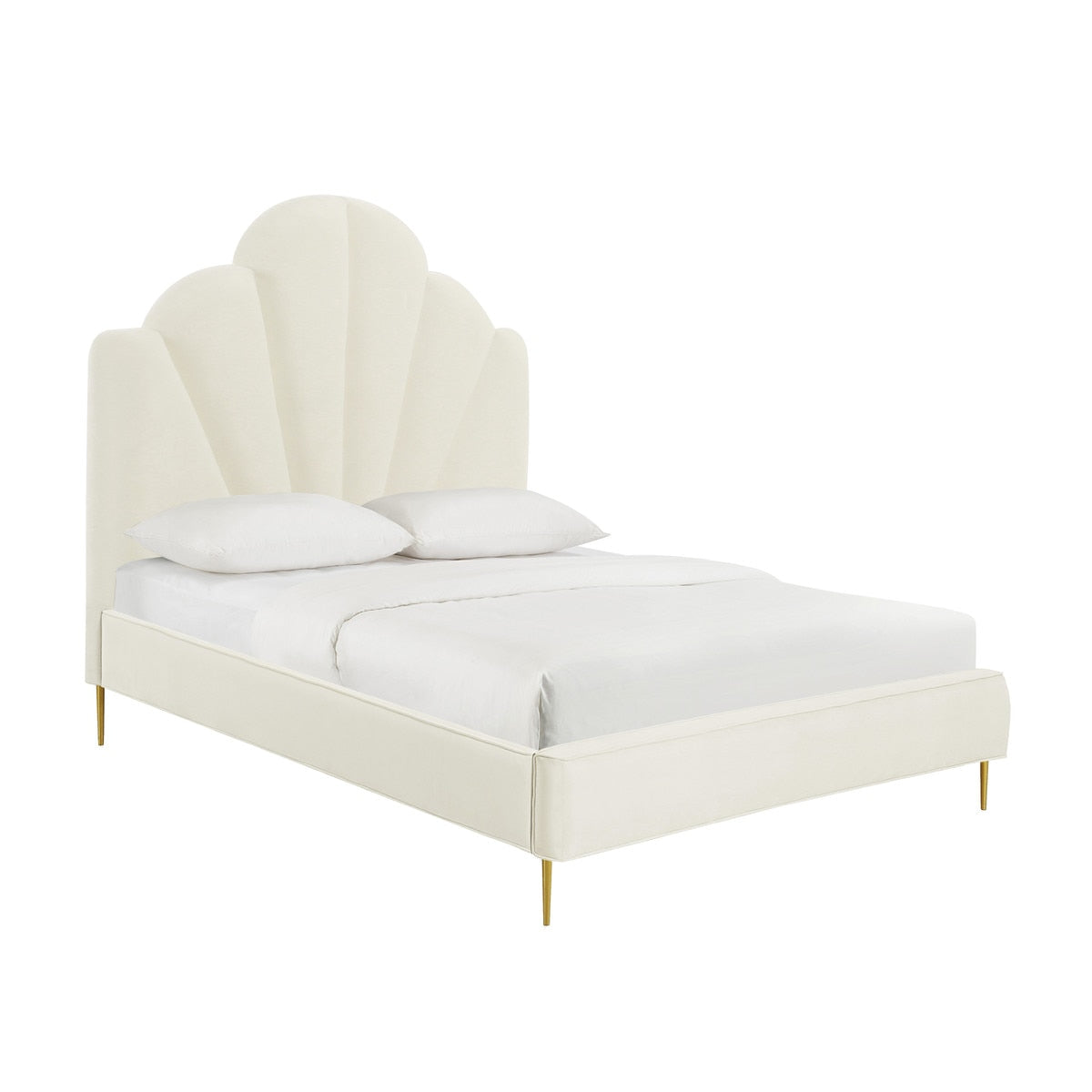 Bianca Cream Velvet Bed in Queen Model: TOV-B68361
