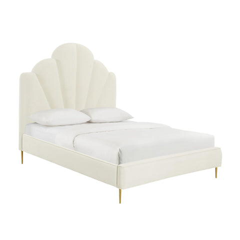 Bianca Cream Velvet Bed in Queen Model: TOV-B68361