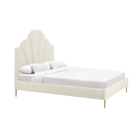 Bianca Cream Velvet Bed in Queen Model: TOV-B68361