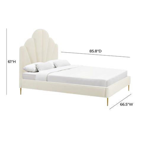Bianca Cream Velvet Bed in Queen Model: TOV-B68361