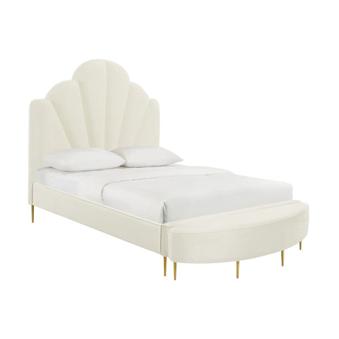 Bianca Cream Velvet Bed in Queen Model: TOV-B68361