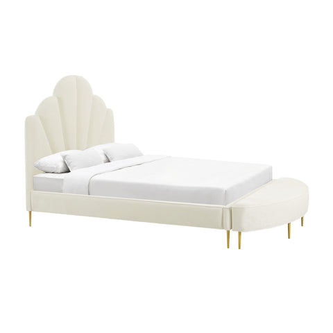 Bianca Cream Velvet Bed in Queen Model: TOV-B68361