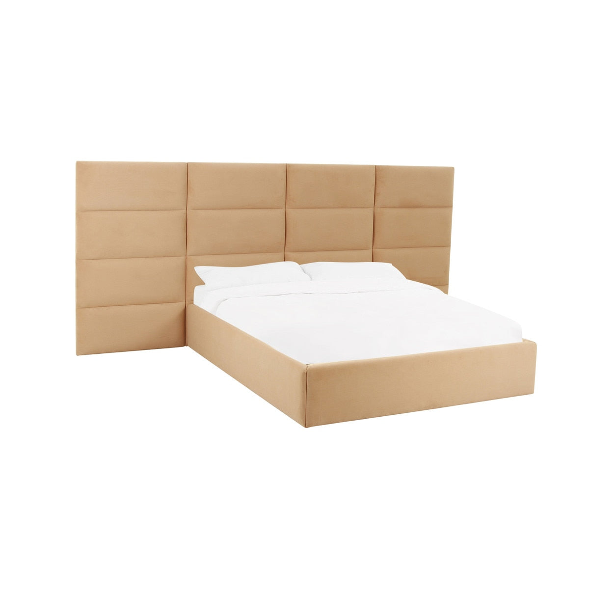 Eliana Honey Velvet Queen Bed with Wings Model: TOV-B68727-WINGS