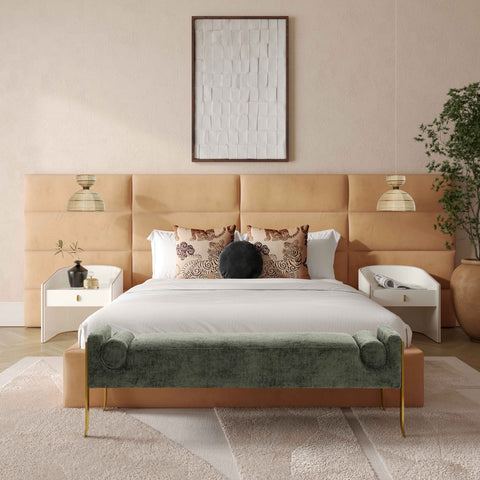 Eliana Honey Velvet Queen Bed with Wings Model: TOV-B68727-WINGS