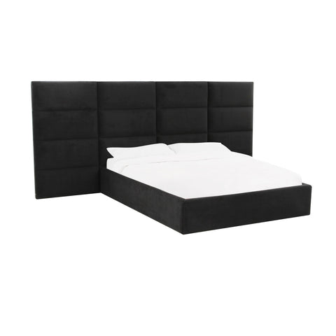 Eliana Black Velvet Queen Bed with Wings Model: TOV-B68729-WINGS
