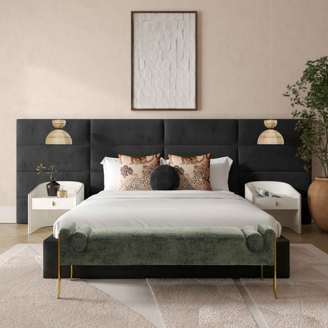 Eliana Black Velvet Queen Bed with Wings Model: TOV-B68729-WINGS