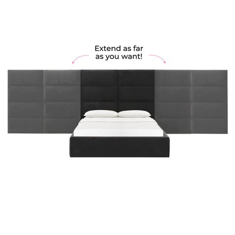 Eliana Black Velvet Queen Bed with Wings Model: TOV-B68729-WINGS