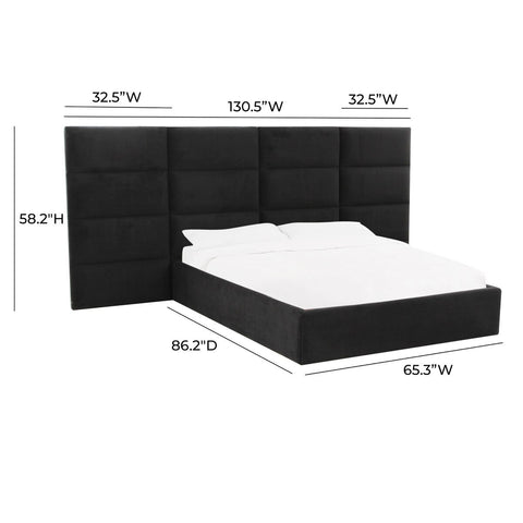 Eliana Black Velvet Queen Bed with Wings Model: TOV-B68729-WINGS