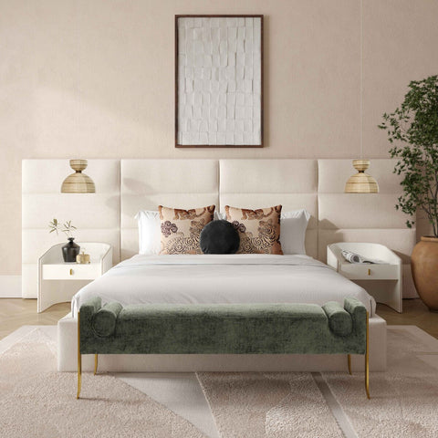Eliana Cream Boucle Queen Bed with Wings Model: TOV-B68731-WINGS