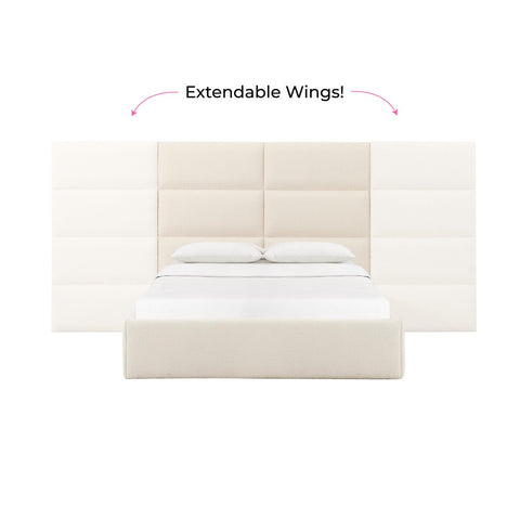 Eliana Cream Boucle Queen Bed with Wings Model: TOV-B68731-WINGS