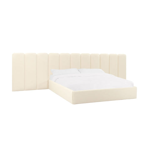 Palani Cream Velvet King Bed with Wings Model: TOV-B68740-WINGS