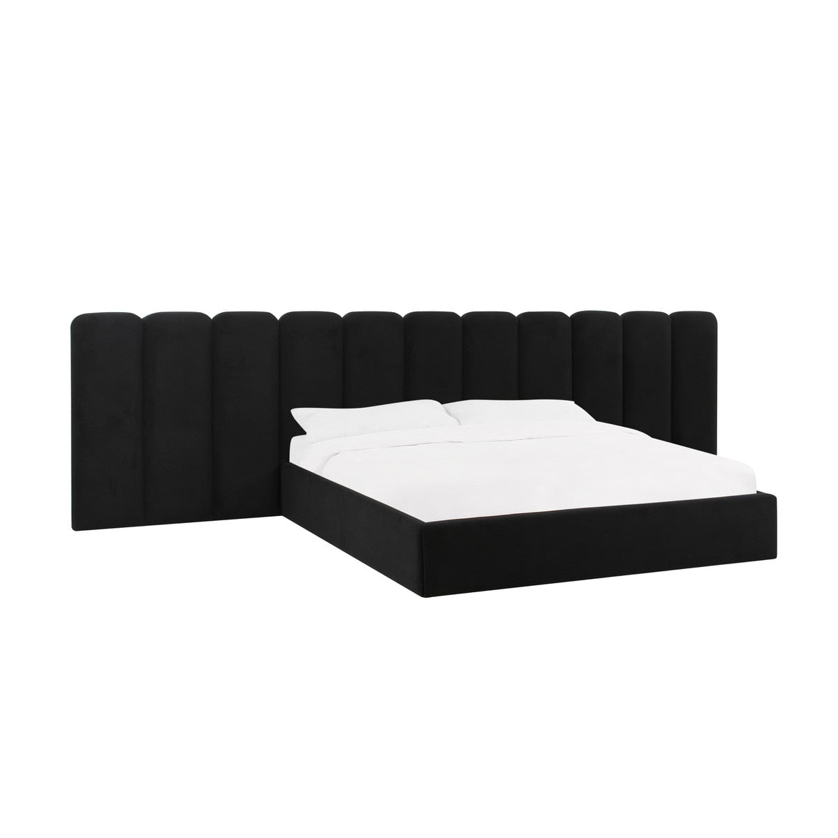 Palani Black Velvet Queen Bed with Wings Model: TOV-B68745-WINGS