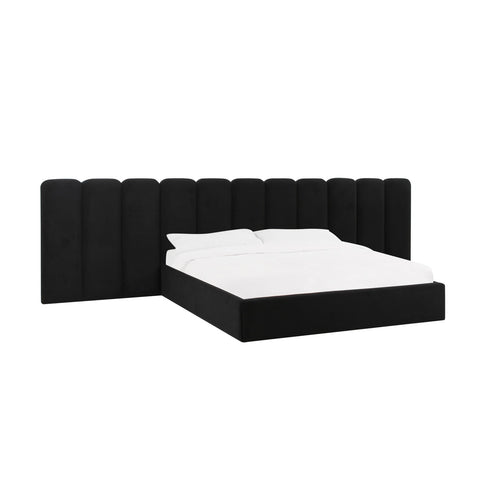 Palani Black Velvet Queen Bed with Wings Model: TOV-B68745-WINGS
