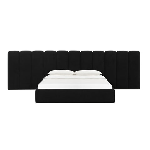 Palani Black Velvet Queen Bed with Wings Model: TOV-B68745-WINGS