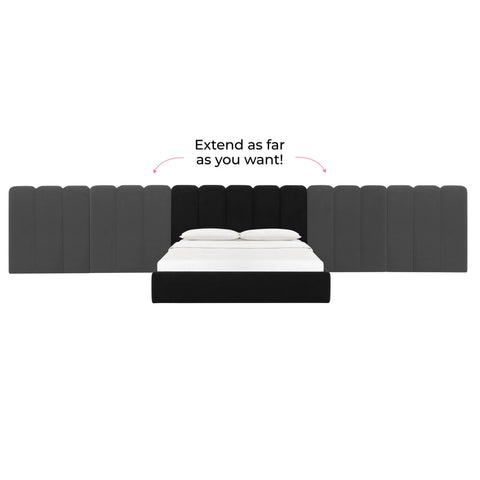 Palani Black Velvet Queen Bed with Wings Model: TOV-B68745-WINGS