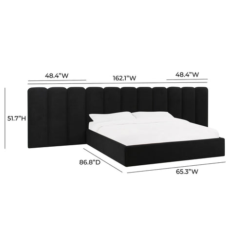 Palani Black Velvet Queen Bed with Wings Model: TOV-B68745-WINGS