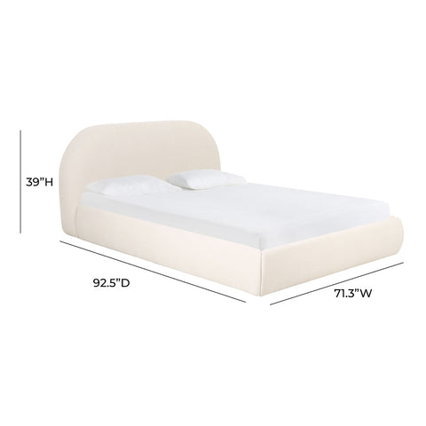 Bara Cream Textured Velvet Queen Bed Model: TOV-B68876