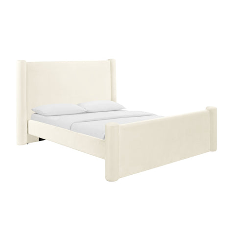 Athara Cream Velvet Queen Bed Model: TOV-B68944