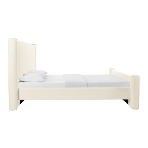 Athara Cream Velvet Queen Bed Model: TOV-B68944