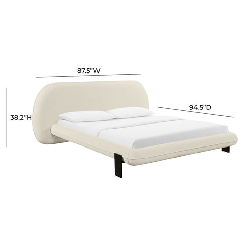 Ophelia Cream Faux Wool Queen Bed Model: TOV-B68945