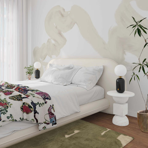 Ophelia Cream Faux Wool King Bed Model: TOV-B68946