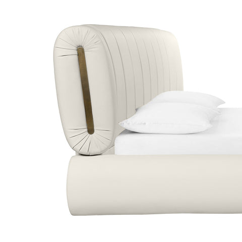 Karol Cream Vegan Leather Queen Bed Model: TOV-B68947