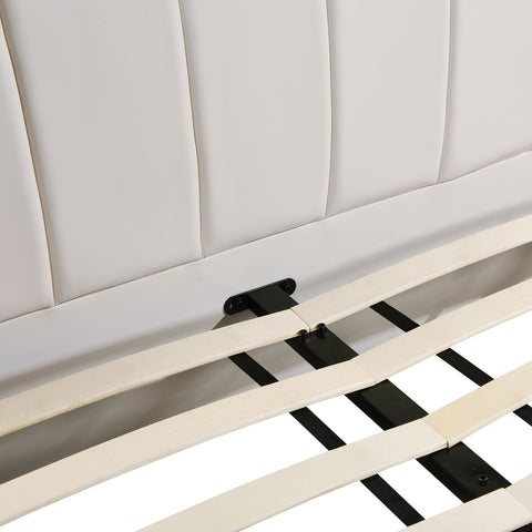 Karol Cream Vegan Leather Queen Bed Model: TOV-B68947