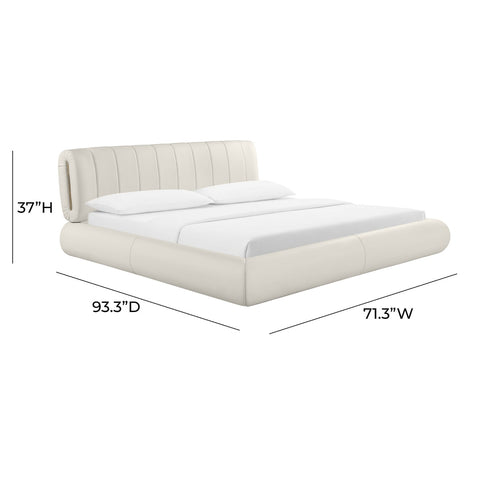 Karol Cream Vegan Leather Queen Bed Model: TOV-B68947