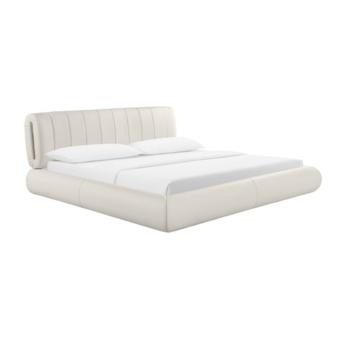 Karol Cream Vegan Leather King Bed Model: TOV-B68948