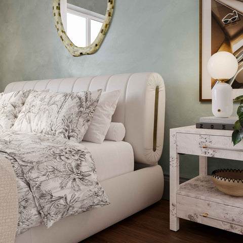 Karol Cream Vegan Leather King Bed Model: TOV-B68948