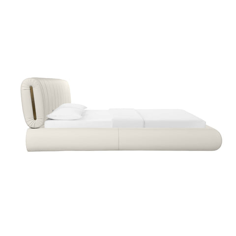 Karol Cream Vegan Leather King Bed Model: TOV-B68948
