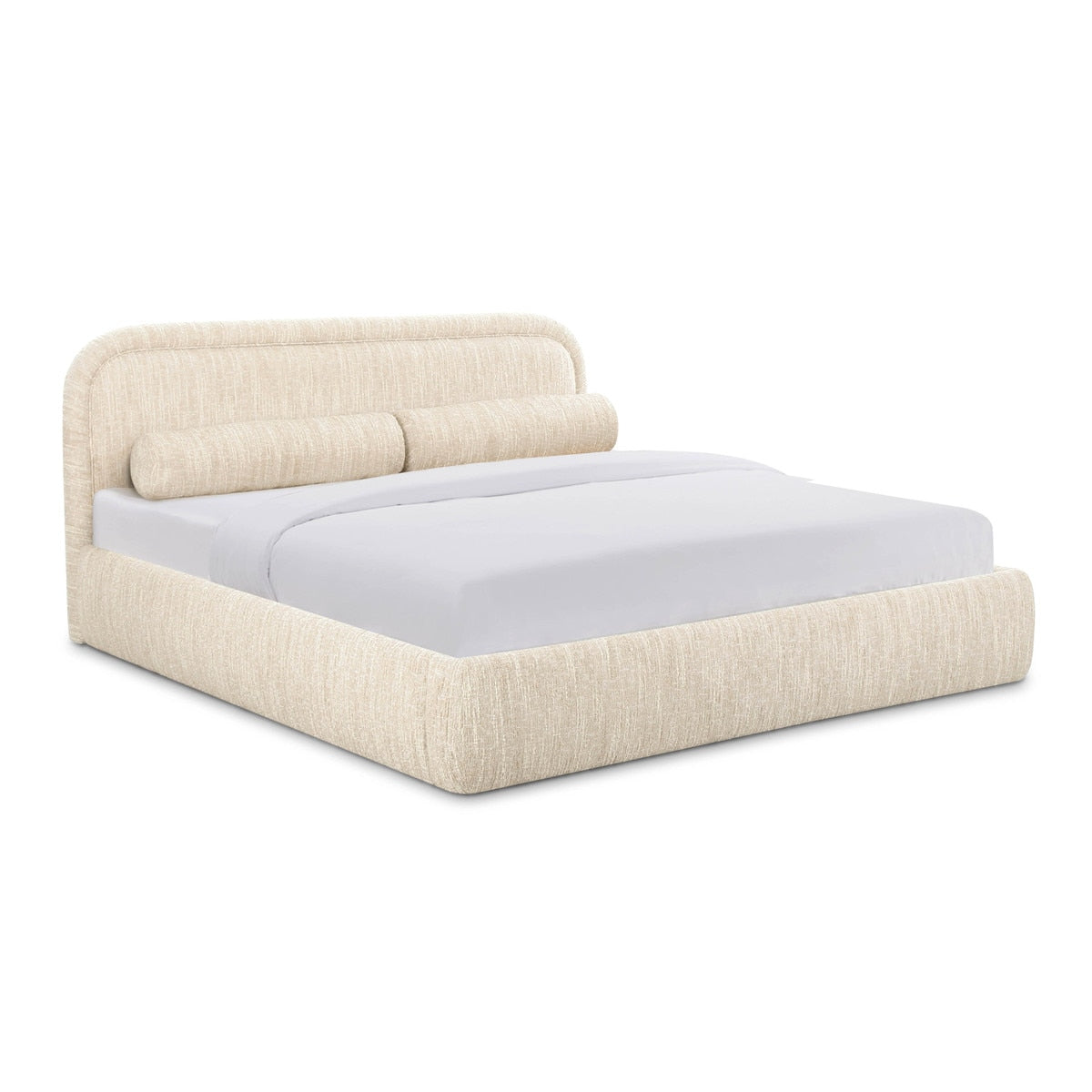 Murielle Taupe Textured Boucle Queen Bed Model: TOV-B69139