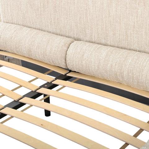 Murielle Taupe Textured Boucle Queen Bed Model: TOV-B69139